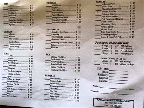 kamayan grill menu.